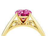 Yellow gold Oval Cut Pink Sapphire Solitaire Engagement Ring with Cathedral Setting and Four-Prong Mount_70