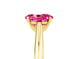 Yellow gold Oval Cut Pink Sapphire Solitaire Engagement Ring with Cathedral Setting and Four-Prong Mount_71