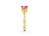 Yellow gold Oval Cut Pink Sapphire Solitaire Engagement Ring with Celtic Knot Band and Four-Prong Setting_26