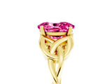 Yellow gold Oval Cut Pink Sapphire Solitaire Engagement Ring with Celtic Knot Band and Four-Prong Setting_29