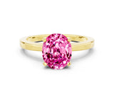 Yellow gold Oval Cut Pink Sapphire Solitaire Engagement Ring with Classic Band and Four-Prong Setting_50