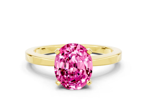 Yellow gold Oval Cut Pink Sapphire Solitaire Engagement Ring with Classic Band and Four-Prong Setting_50
