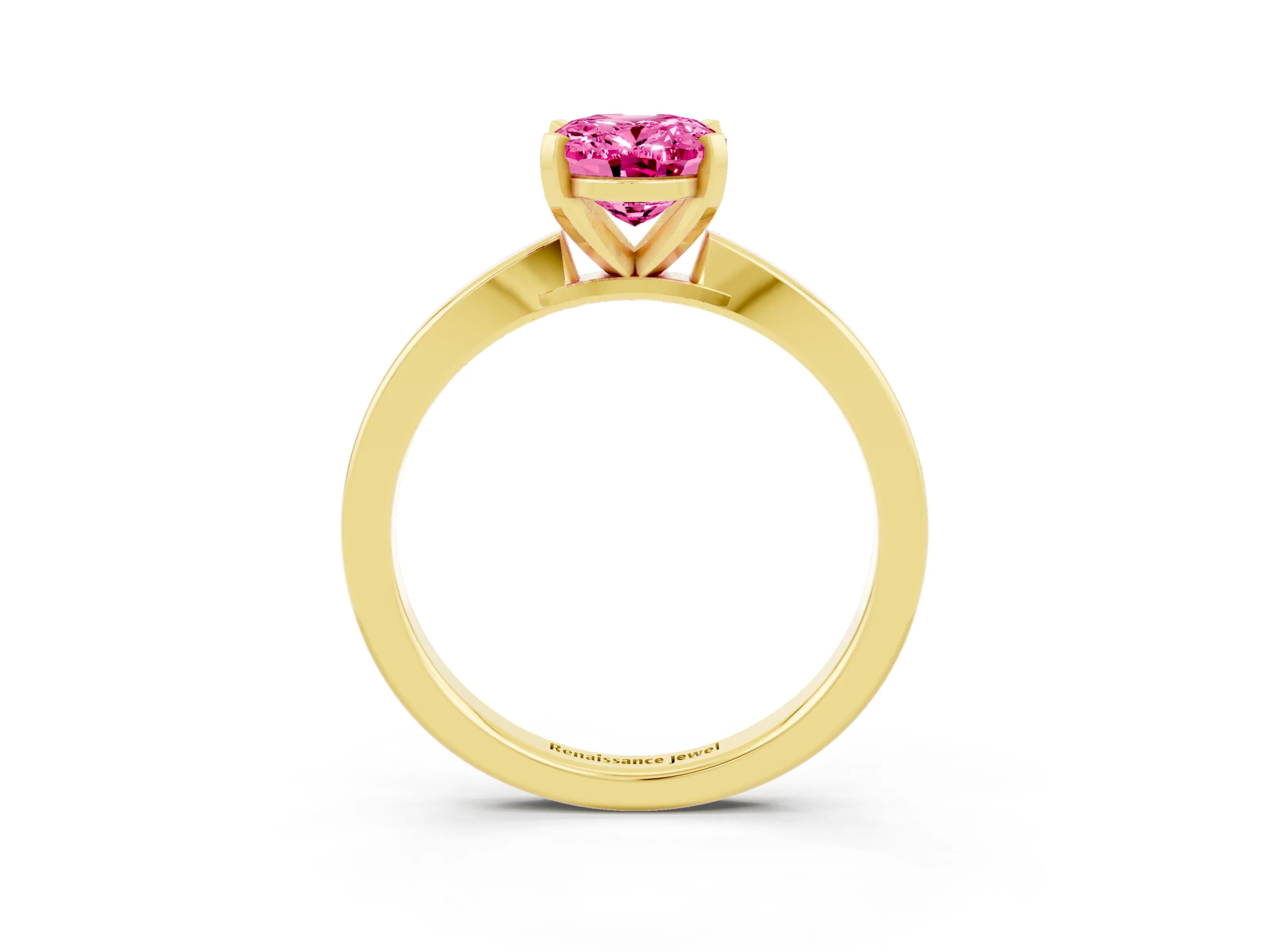 Yellow gold Oval Cut Pink Sapphire Solitaire Engagement Ring with Classic Band and Four-Prong Setting_53
