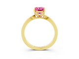 Yellow gold Oval Cut Pink Sapphire Solitaire Engagement Ring with Classic Band and Four-Prong Setting_53