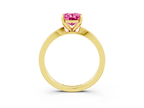 Yellow gold Oval Cut Pink Sapphire Solitaire Engagement Ring with Classic Band and Four-Prong Setting_53