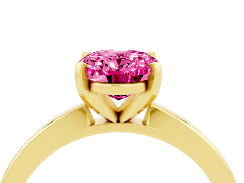 Yellow gold Oval Cut Pink Sapphire Solitaire Engagement Ring with Classic Band and Four-Prong Setting_54
