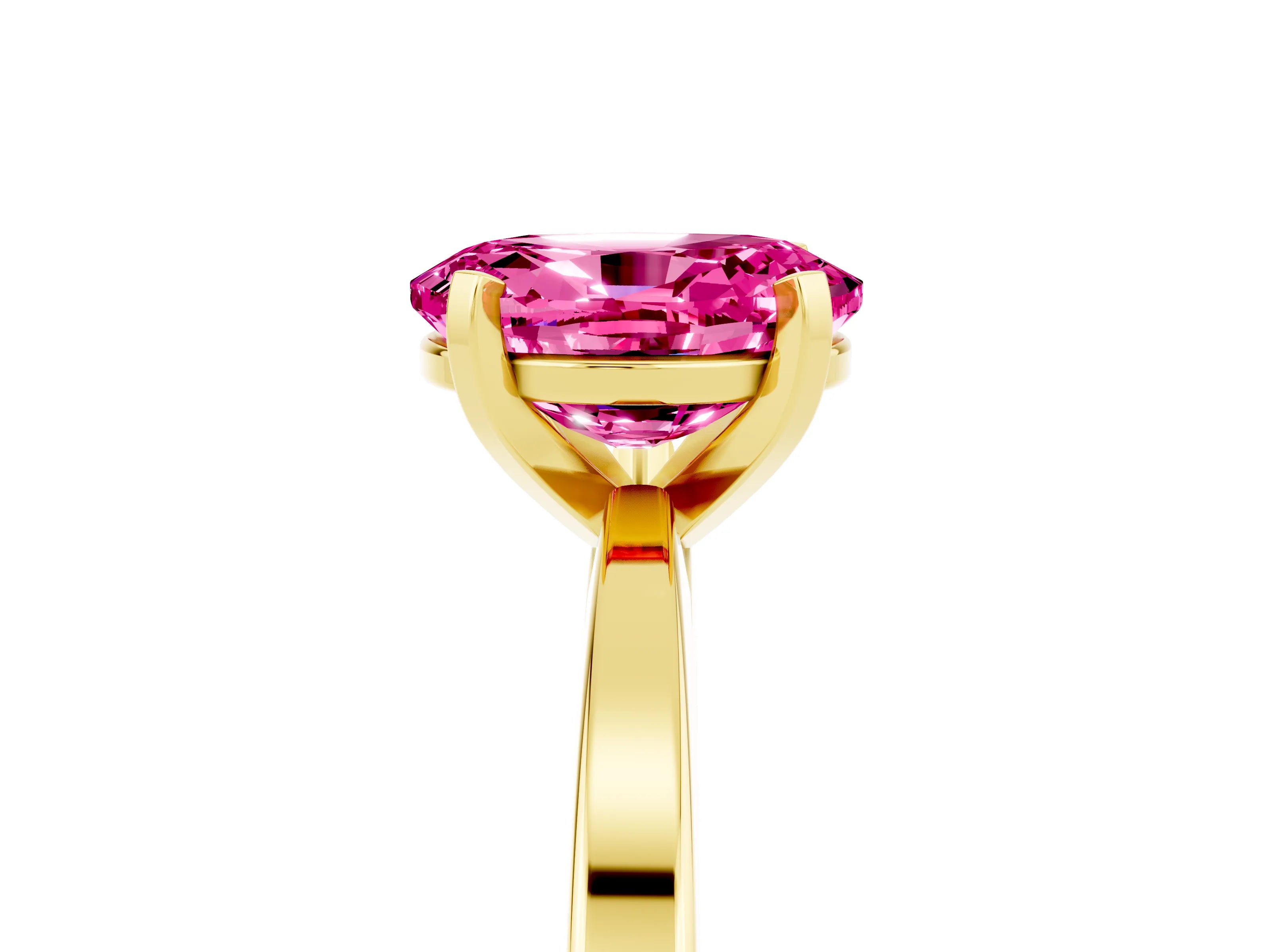 Yellow gold Oval Cut Pink Sapphire Solitaire Engagement Ring with Classic Band and Four-Prong Setting_55