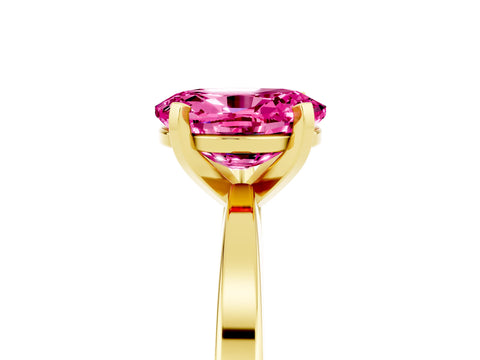Yellow gold Oval Cut Pink Sapphire Solitaire Engagement Ring with Classic Band and Four-Prong Setting_55