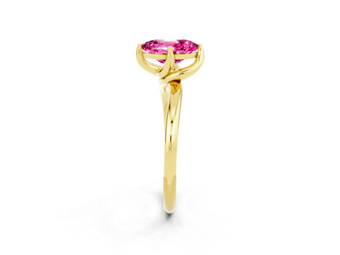 Yellow gold Oval Cut Pink Sapphire Solitaire Engagement Ring with Four-Prong Setting and Classic Band_14