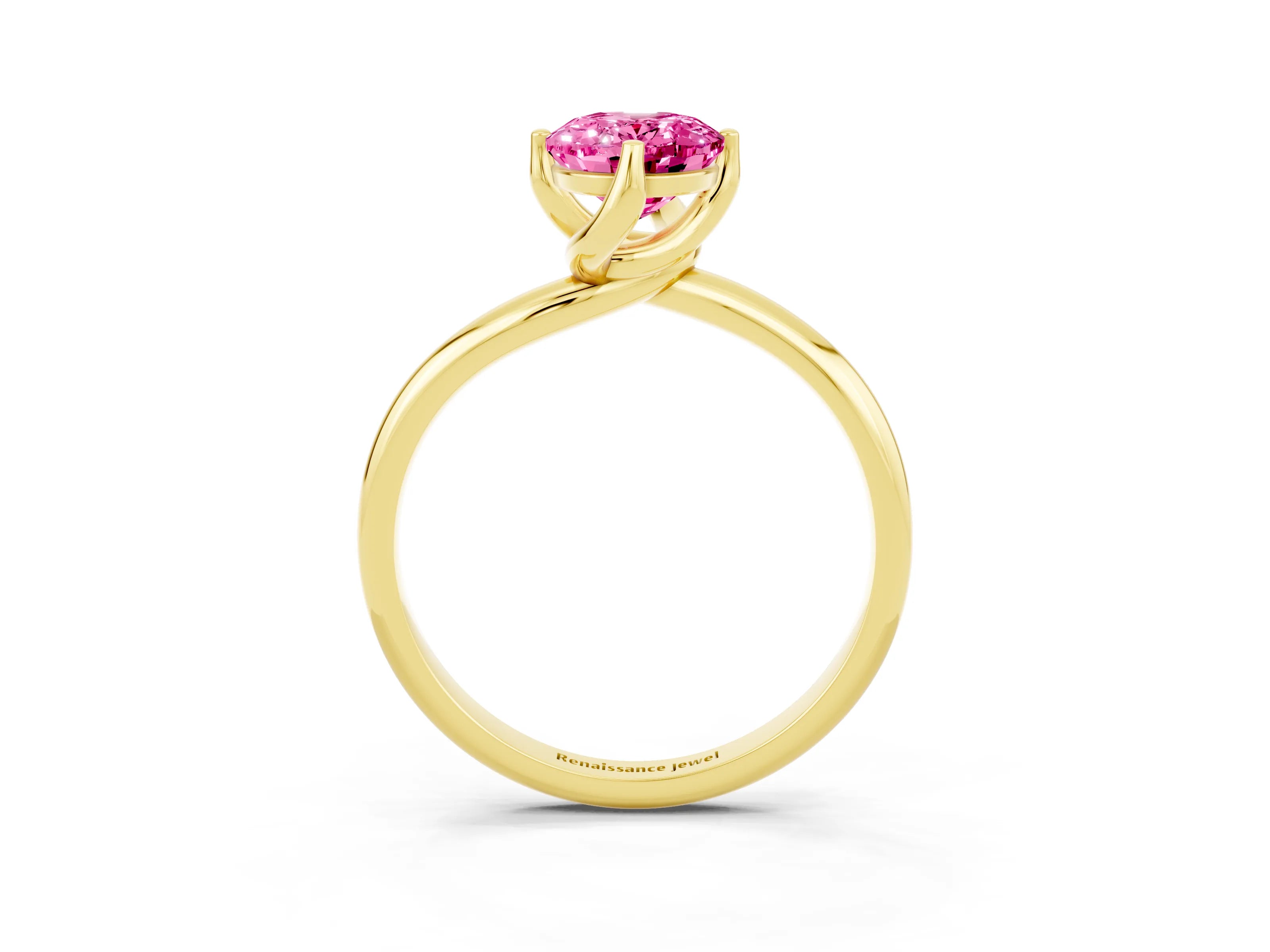 Yellow gold Oval Cut Pink Sapphire Solitaire Engagement Ring with Four-Prong Setting and Classic Band_15