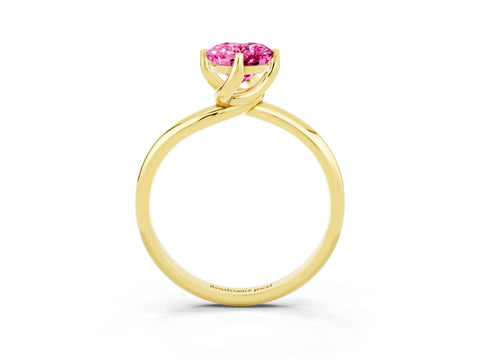 Yellow gold Oval Cut Pink Sapphire Solitaire Engagement Ring with Four-Prong Setting and Classic Band_15