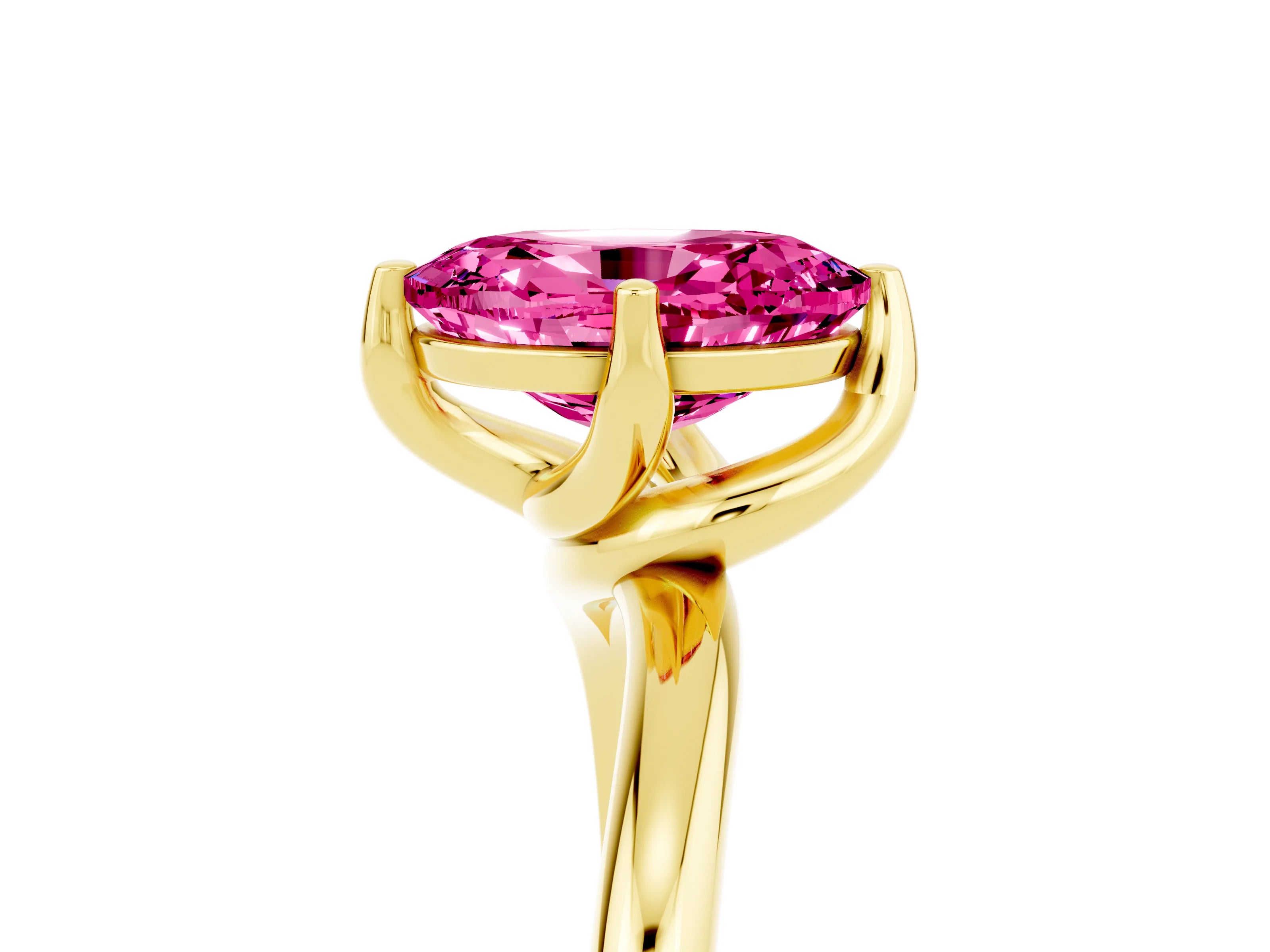 Yellow gold Oval Cut Pink Sapphire Solitaire Engagement Ring with Four-Prong Setting and Classic Band_17