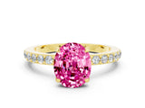 Yellow gold Oval Cut Pink Sapphire Solitaire Engagement Ring with Pavé Band and Four-Prong Setting_36