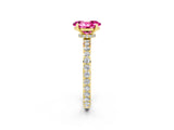 Yellow gold Oval Cut Pink Sapphire Solitaire Engagement Ring with Pavé Band and Four-Prong Setting_38