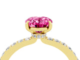 Yellow gold Oval Cut Pink Sapphire Solitaire Engagement Ring with Pavé Band and Four-Prong Setting_40