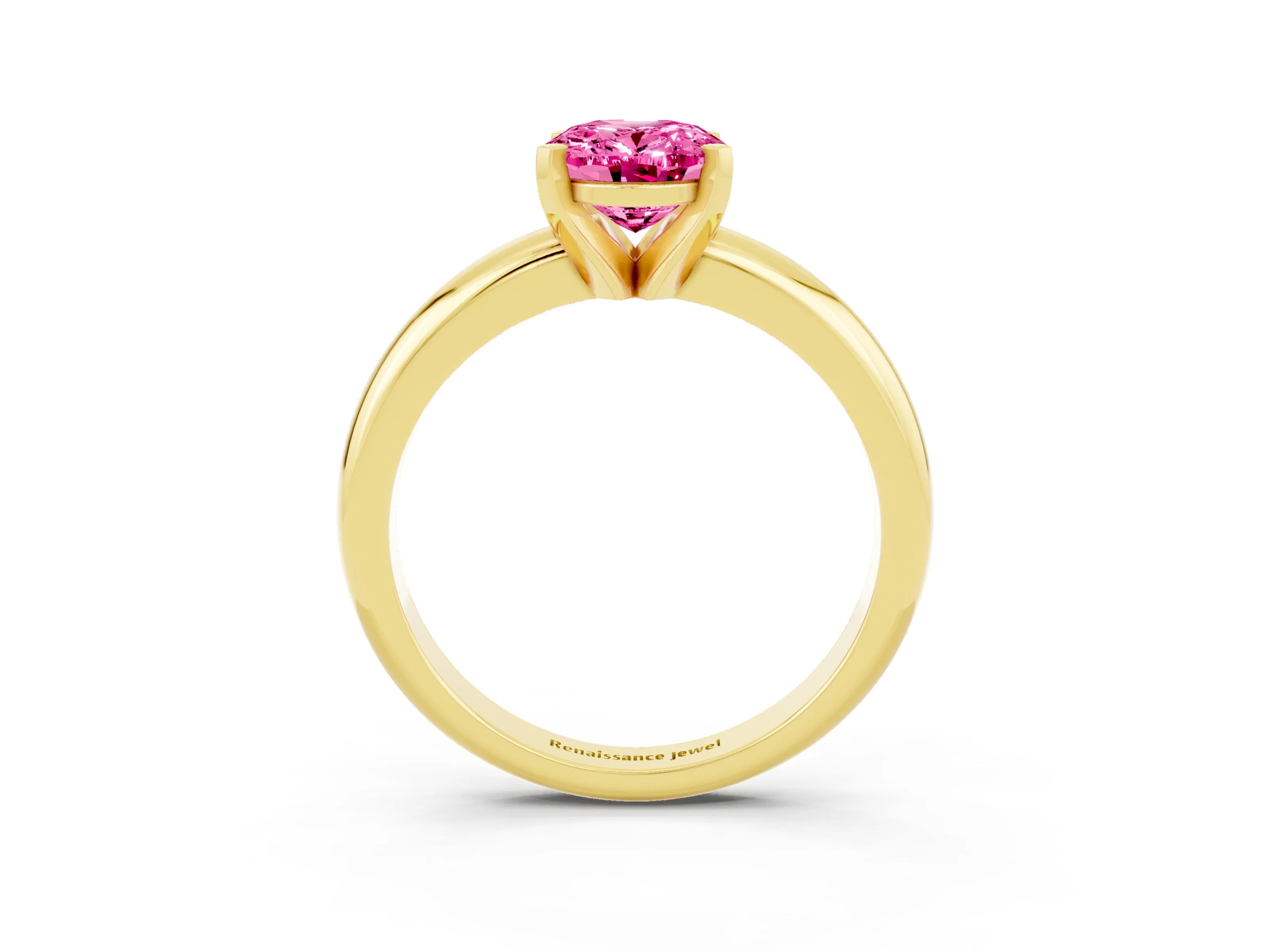 Yellow gold Oval Cut Pink Sapphire Solitaire Engagement Ring with Round Band and Four-Prong Setting_27