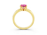 Yellow gold Oval Cut Pink Sapphire Solitaire Engagement Ring with Round Band and Four-Prong Setting_27