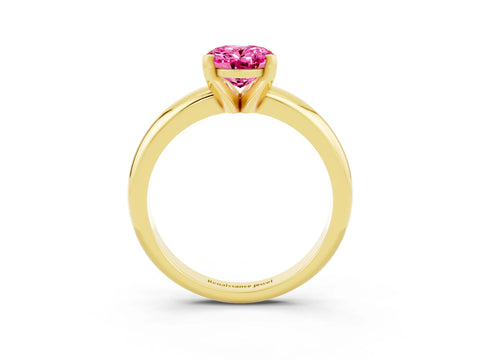 Yellow gold Oval Cut Pink Sapphire Solitaire Engagement Ring with Round Band and Four-Prong Setting_27