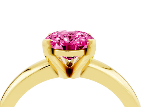 Yellow gold Oval Cut Pink Sapphire Solitaire Engagement Ring with Round Band and Four-Prong Setting_28