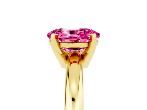 Yellow gold Oval Cut Pink Sapphire Solitaire Engagement Ring with Round Band and Four-Prong Setting_29