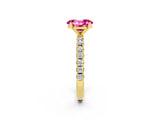 Yellow gold Oval Cut Pink Sapphire Solitaire Pavé Band with Four-Prong Setting_26