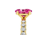 Yellow gold Oval Cut Pink Sapphire Solitaire Pavé Band with Four-Prong Setting_29