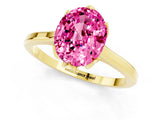 Yellow gold Oval Cut Pink Sapphire Solitaire Ring with Flower Prong Setting and Classic Band_37