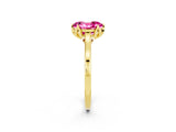 Yellow gold Oval Cut Pink Sapphire Solitaire Ring with Flower Prong Setting and Classic Band_38