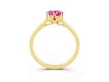 Yellow gold Oval Cut Pink Sapphire Solitaire Ring with Flower Prong Setting and Classic Band_39