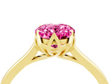 Yellow gold Oval Cut Pink Sapphire Solitaire Ring with Flower Prong Setting and Classic Band_40