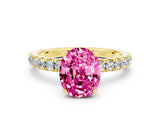 Yellow gold Oval Cut Pink Sapphire Solitaire Ring with Pavé Accents and Four-Prong Setting_24