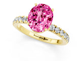 Yellow gold Oval Cut Pink Sapphire Solitaire Ring with Pavé Accents and Four-Prong Setting_25