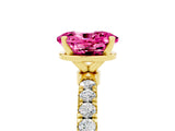 Yellow gold Oval Cut Pink Sapphire Solitaire Ring with Pavé Accents and Four-Prong Setting_29