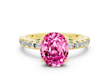Yellow gold Oval Cut Pink Sapphire Solitaire Ring with Pavé Band and Four-Prong Setting_60