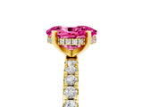 Yellow gold Oval Cut Pink Sapphire Solitaire Ring with Pavé Band and Four-Prong Setting_65