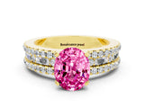 Yellow gold Oval Cut Pink Sapphire Solitaire Ring with Pavé and Channel Set Band_24