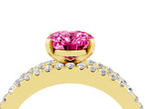 Yellow gold Oval Cut Pink Sapphire Solitaire Ring with Pavé and Channel Set Band_28