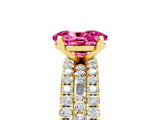 Yellow gold Oval Cut Pink Sapphire Solitaire Ring with Pavé and Channel Set Band_29