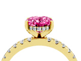 Yellow gold Oval Cut Pink Sapphire Solitaire Ring with Round  Pavé Band and Four-Prong Setting_40