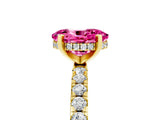 Yellow gold Oval Cut Pink Sapphire Solitaire Ring with Round  Pavé Band and Four-Prong Setting_41