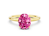 Yellow gold Oval Cut Pink Sapphire Solitaire Ring with Thin Band and Four-Prong Setting_36