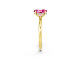 Yellow gold Oval Cut Pink Sapphire Solitaire Ring with Thin Band and Four-Prong Setting_38