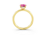 Yellow gold Oval Cut Pink Sapphire Solitaire Ring with Thin Band and Four-Prong Setting_39