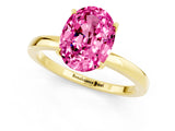 Yellow gold Oval Cut Pink Sapphire Solitaire Ring with Thin Band and Prong Setting_13
