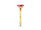 Yellow gold Oval Cut Pink Sapphire Solitaire Ring with Thin Band and Prong Setting_14