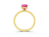 Yellow gold Oval Cut Pink Sapphire Solitaire Ring with Thin Band and Prong Setting_15