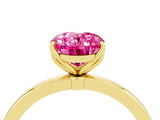 Yellow gold Oval Cut Pink Sapphire Solitaire Ring with Thin Band and Prong Setting_16