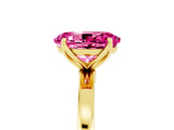 Yellow gold Oval Cut Pink Sapphire Solitaire Ring with Thin Band and Prong Setting_17