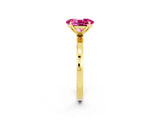 Yellow gold Oval Cut Pink Sapphire Solitaire Ring with Thin Band and Prong Setting_26