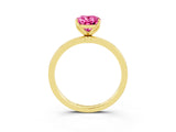 Yellow gold Oval Cut Pink Sapphire Solitaire Ring with Thin Band and Prong Setting_27